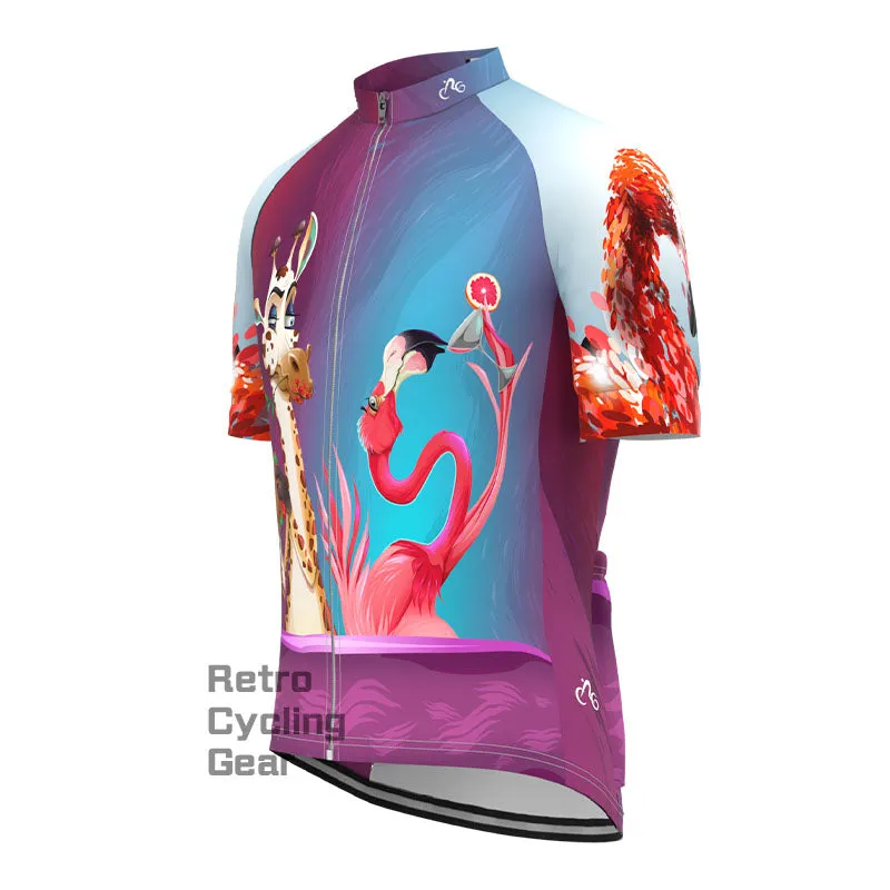 Giraffe & Flamingo Cycling Short Sleeves Cycling Jersey