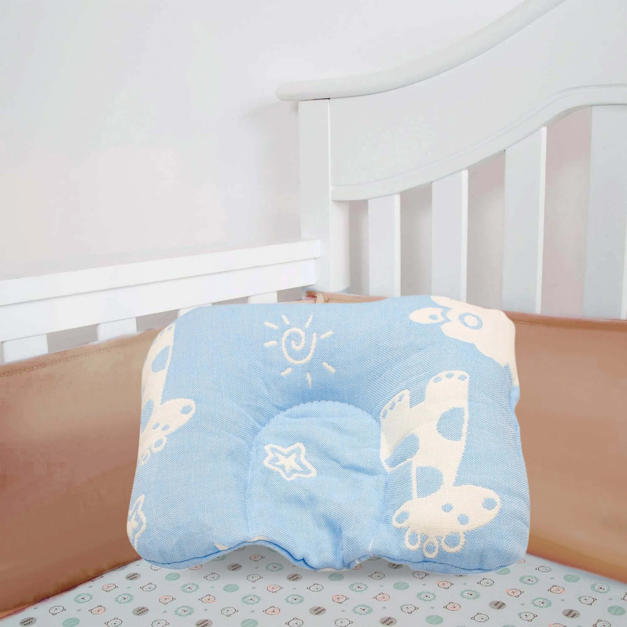 Giraffe Blue Baby Pillow