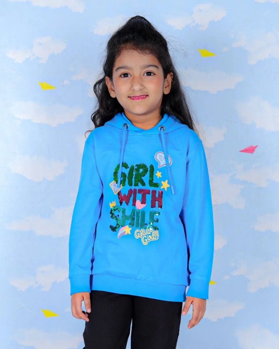 Girl With Smile Hooded Sweatshirt