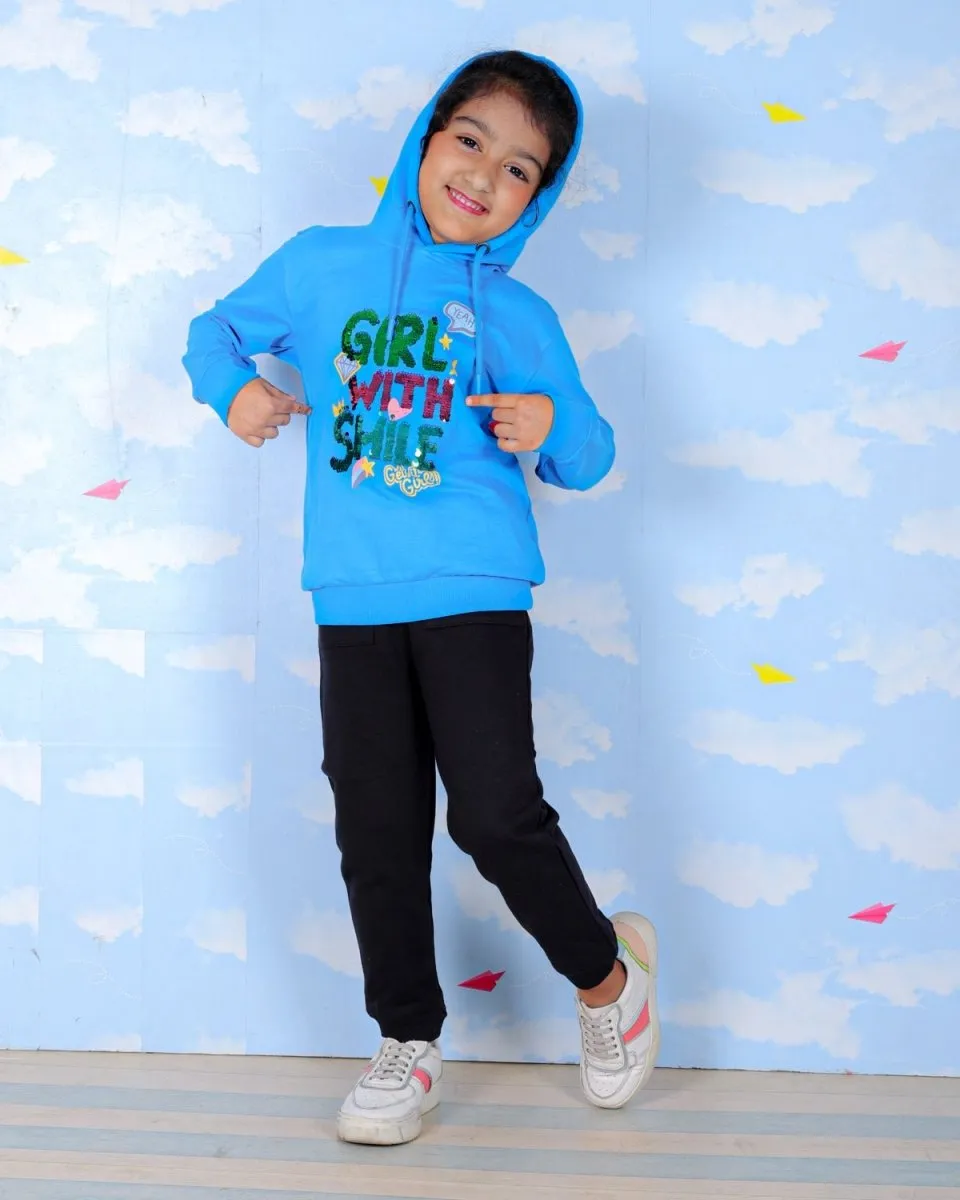 Girl With Smile Hooded Sweatshirt