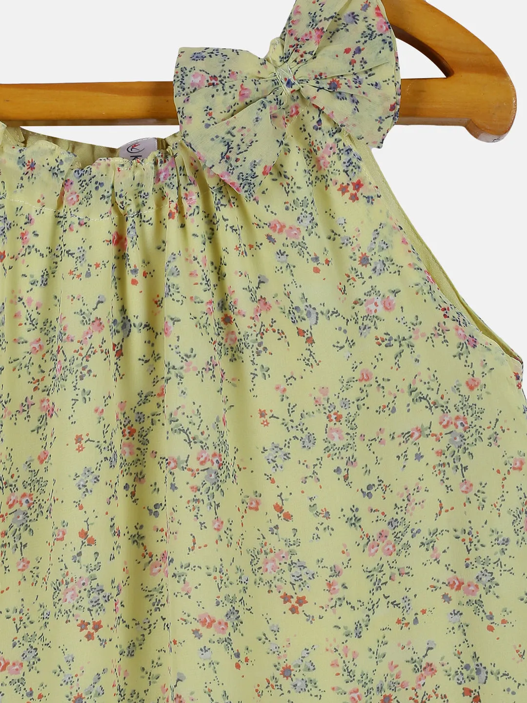 Girls Halter Neck Strap Top With Bow