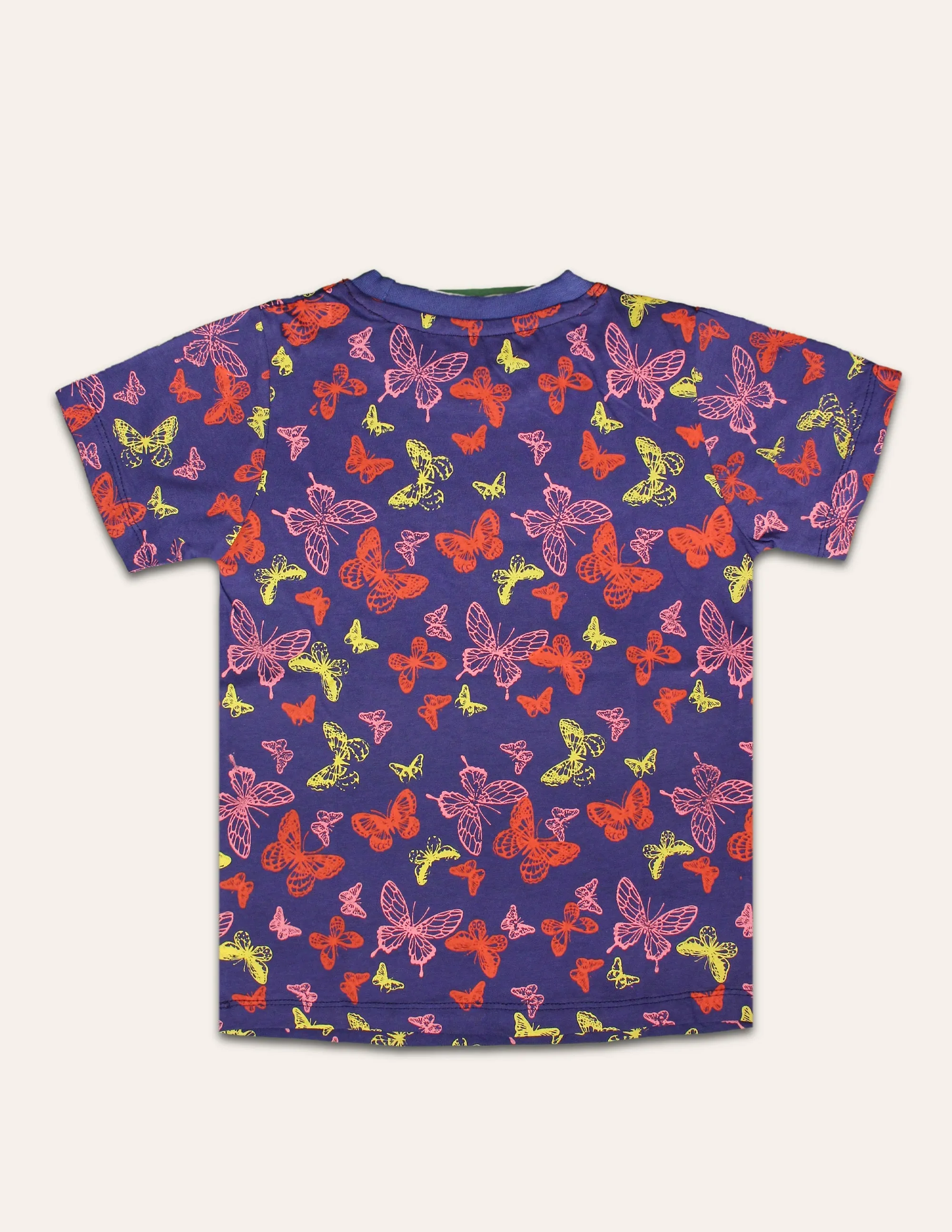 Girls Navy Butterfly Printed Tshirt