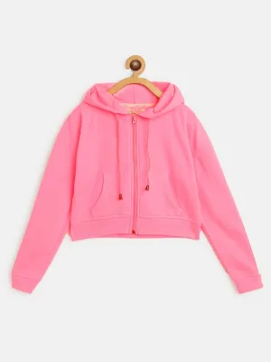 Girls Neon Pink Front Zipper Bomber Jacket - Lyush Kids