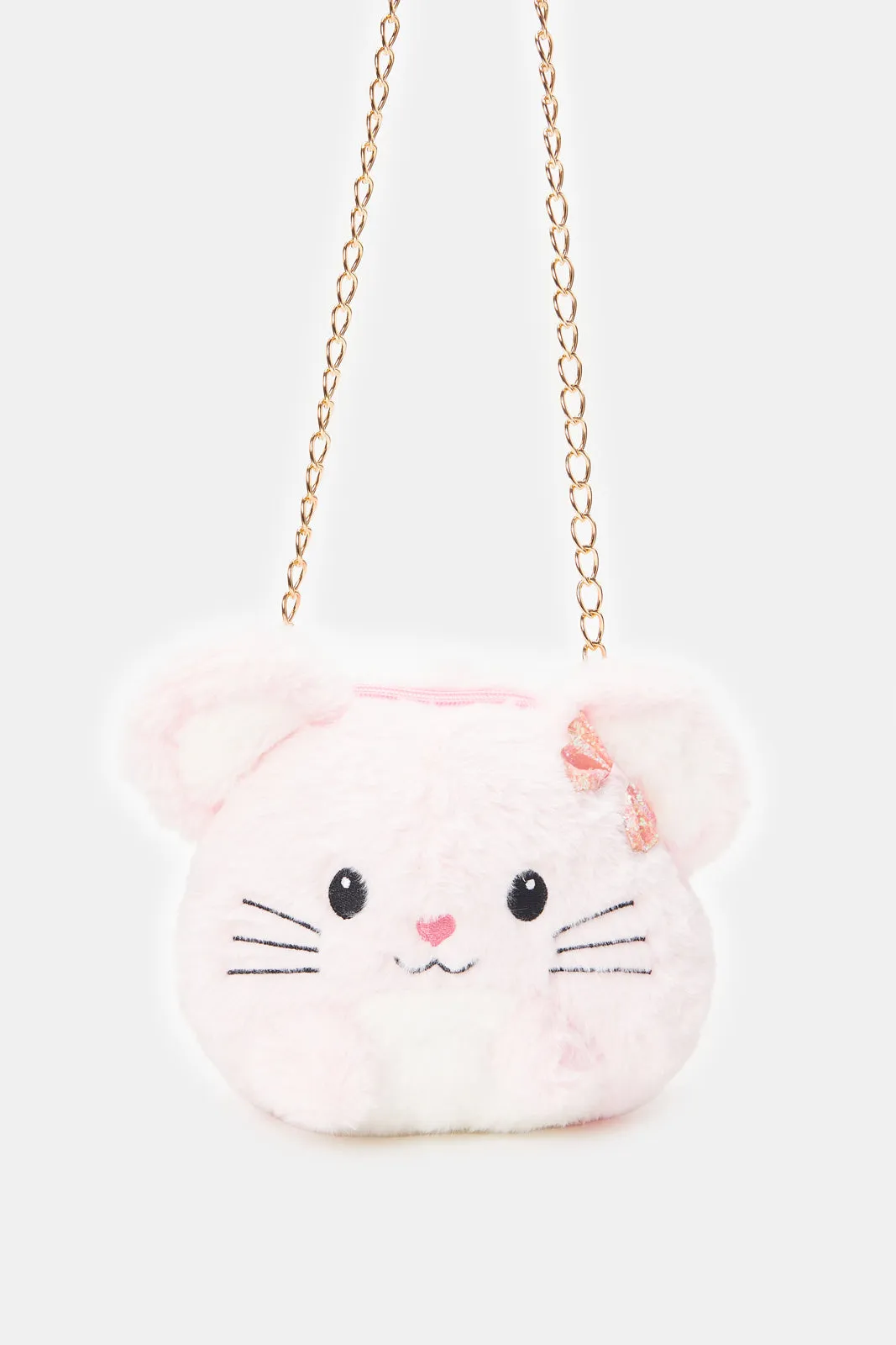 Girls Pink Faux Fur Cross Body Bag