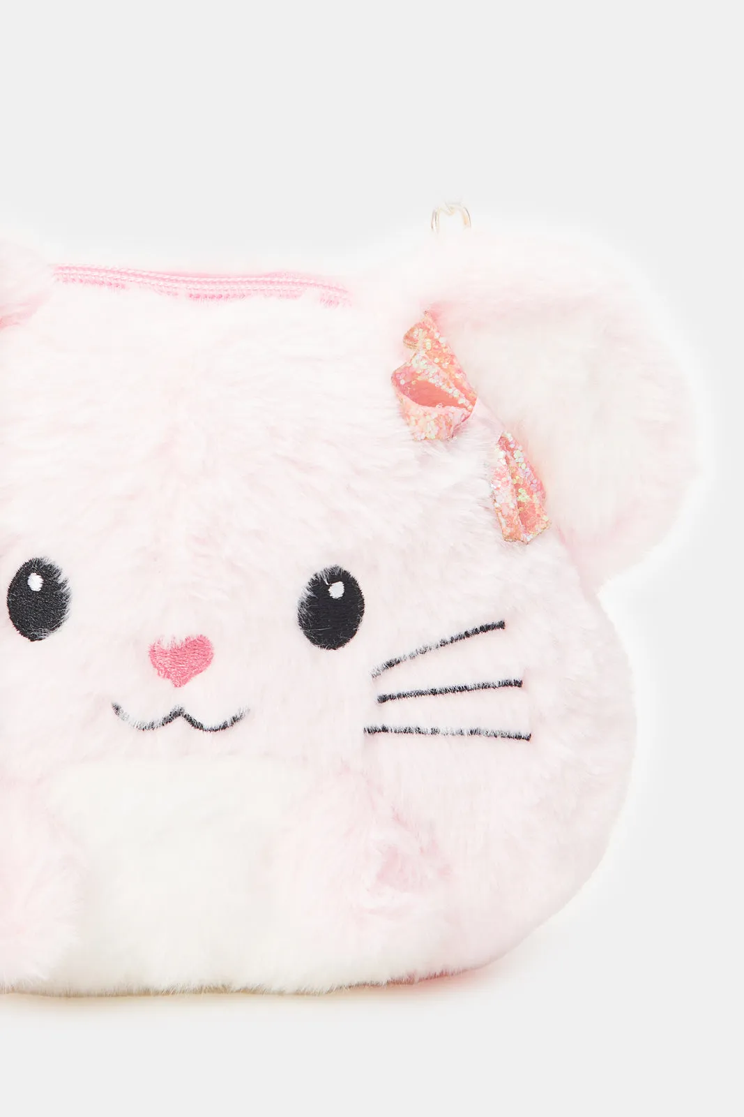 Girls Pink Faux Fur Cross Body Bag