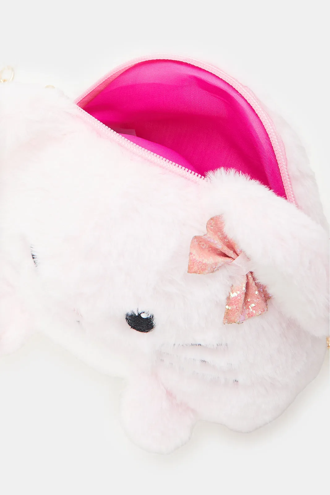 Girls Pink Faux Fur Cross Body Bag