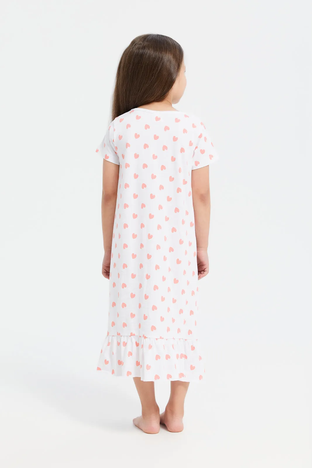 Girls White Printed Marie The Cat Nightshirt