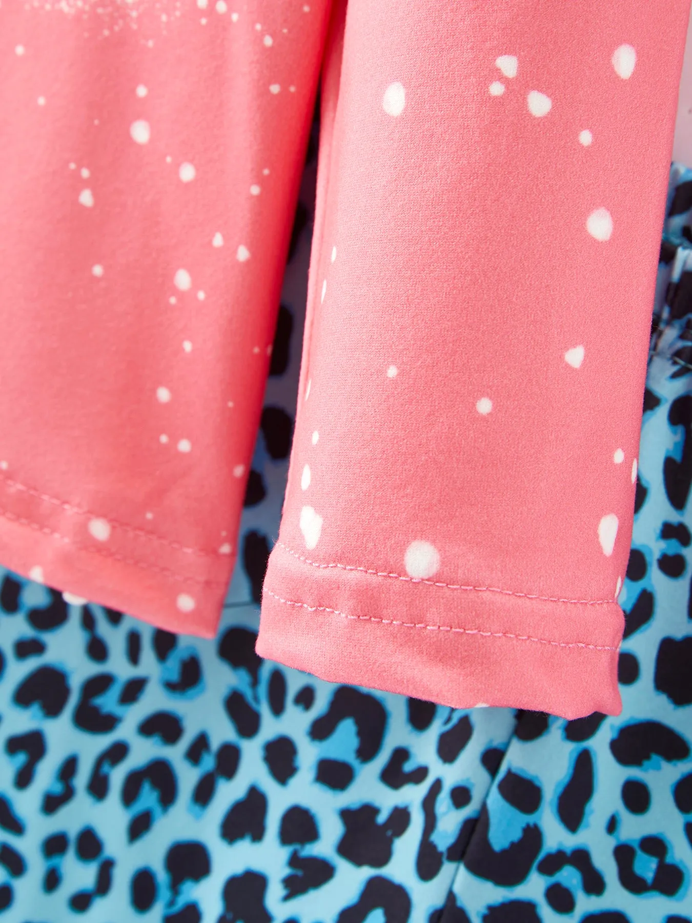Girls'6-piece set Cow Print Top Bell Bottom Pants
