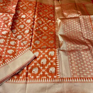 Glossy Orange Banarasi Style Duppatta