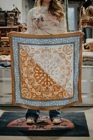 Gold & Blue Paisley 36" Silk Wild Rag
