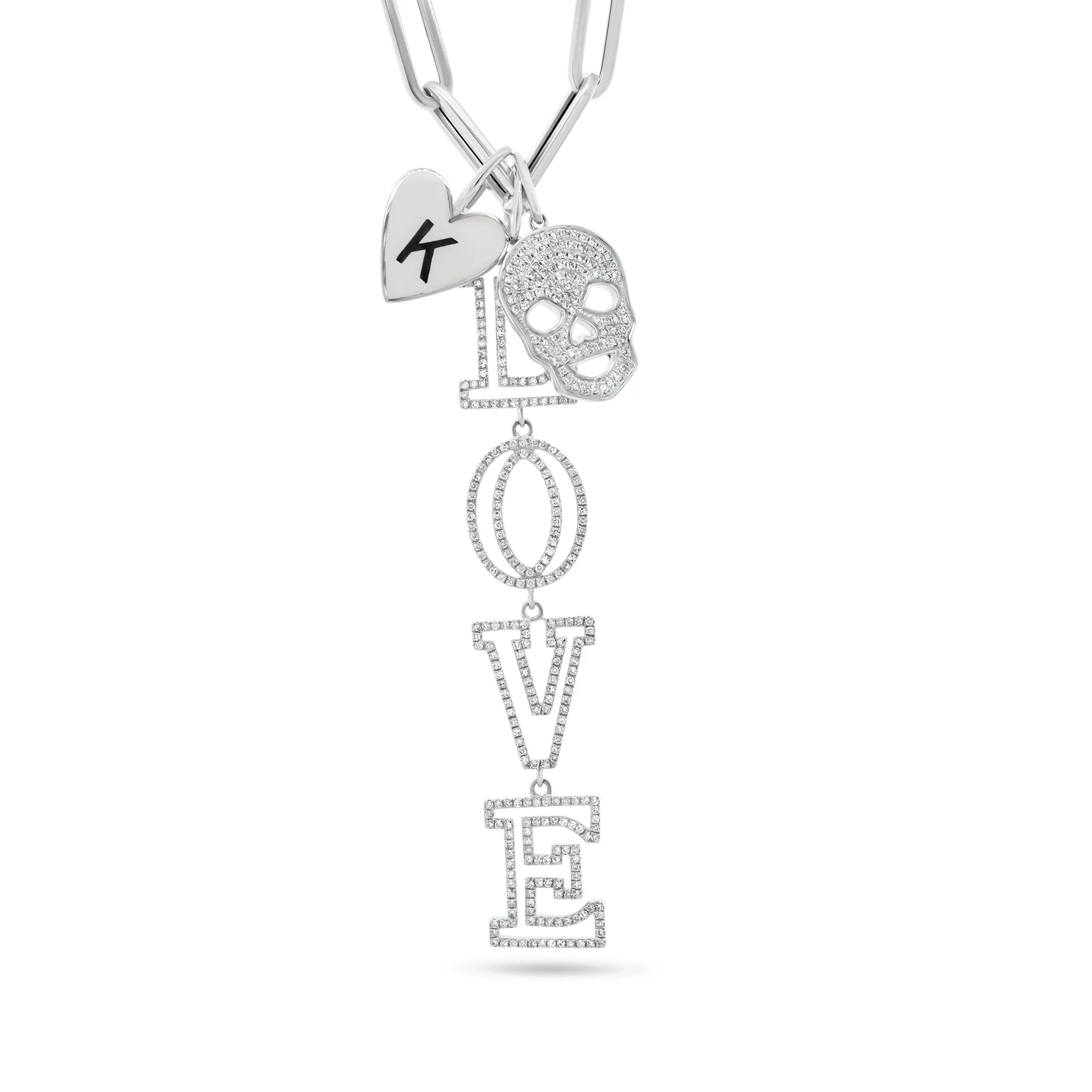 Gold & Enamel Heart Initial Pendant