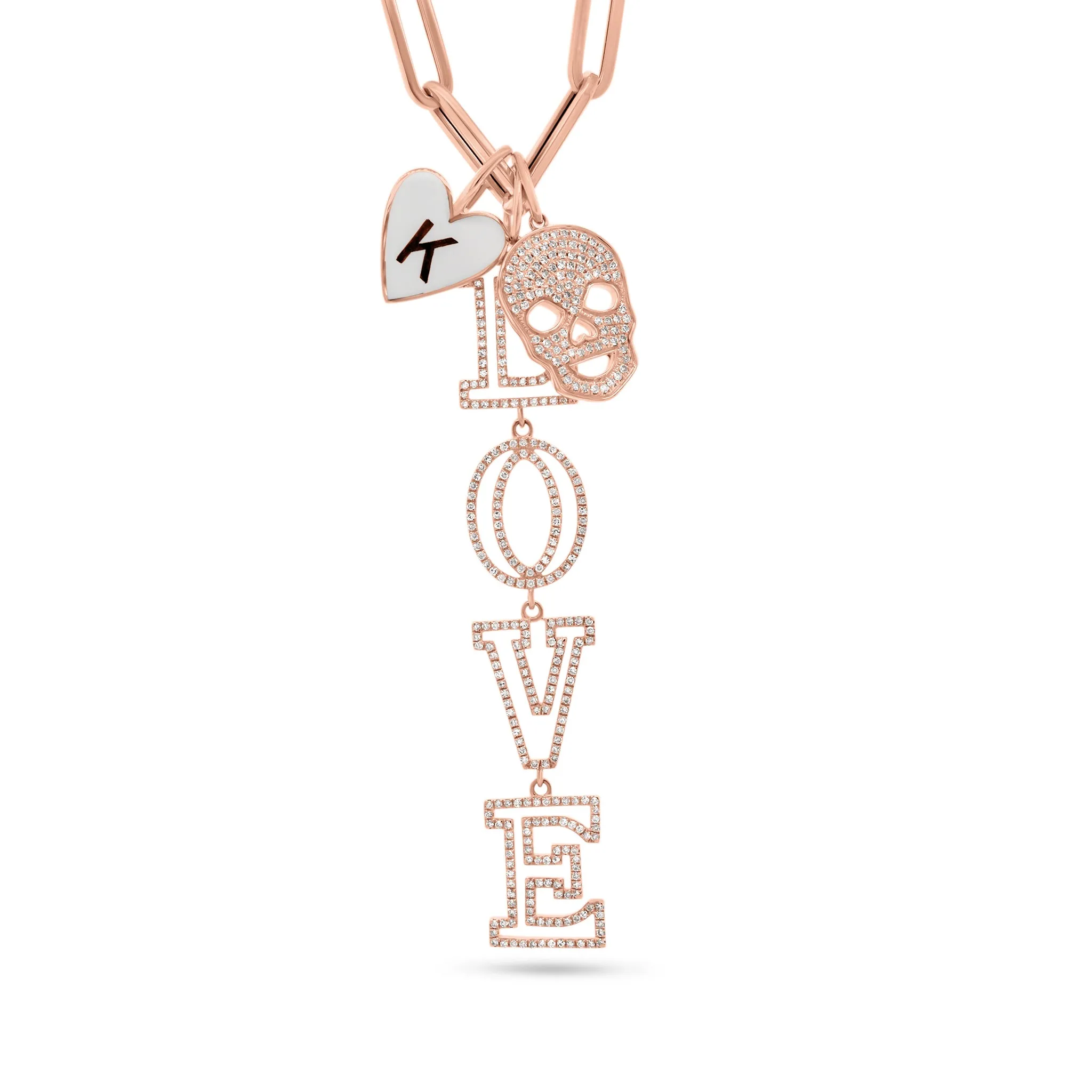 Gold & Enamel Heart Initial Pendant