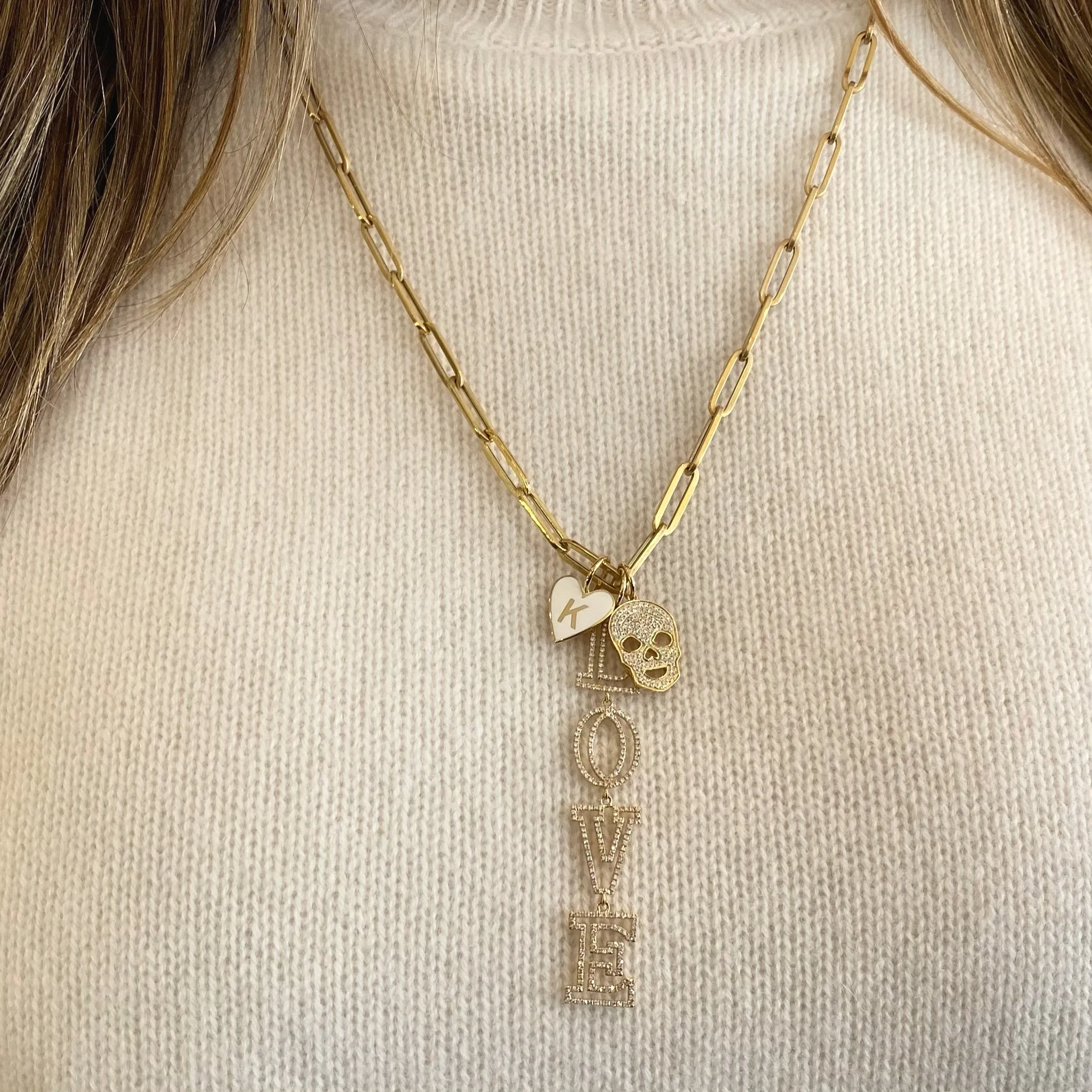 Gold & Enamel Heart Initial Pendant