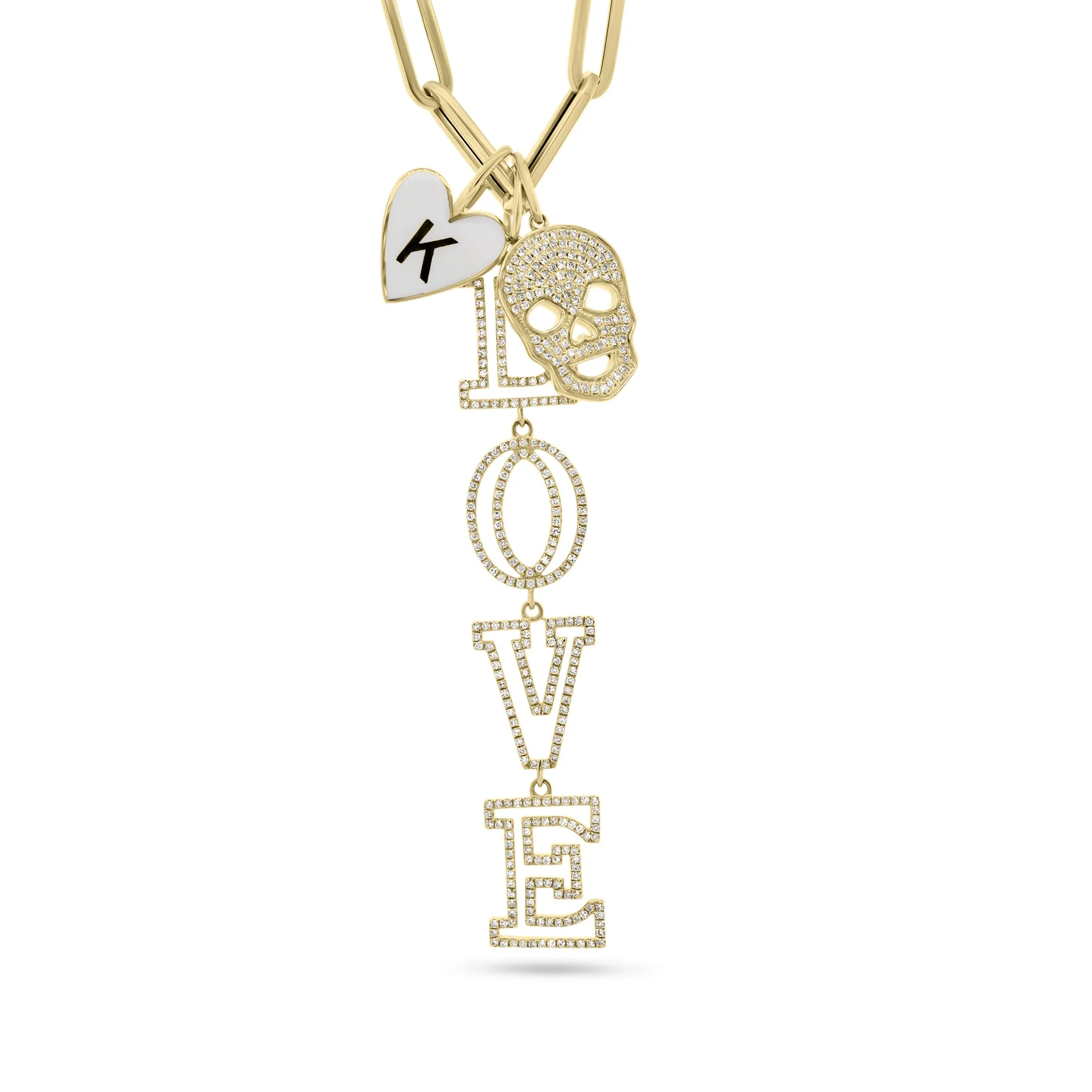 Gold & Enamel Heart Initial Pendant