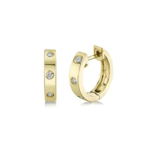 Gold and Diamond Inlay Huggies