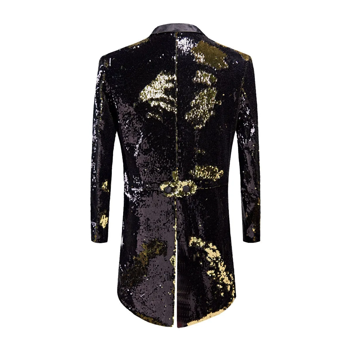 Gold Black Glamour Sequins Tuxedo Style Men Costume Blazer
