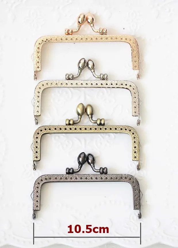 Gold Black Silver Purse Frame Metal Vintage Snap Clasp For Bag Sewing Clutch Handbag Making Findings Hardware Supply Accessories 10.5cm