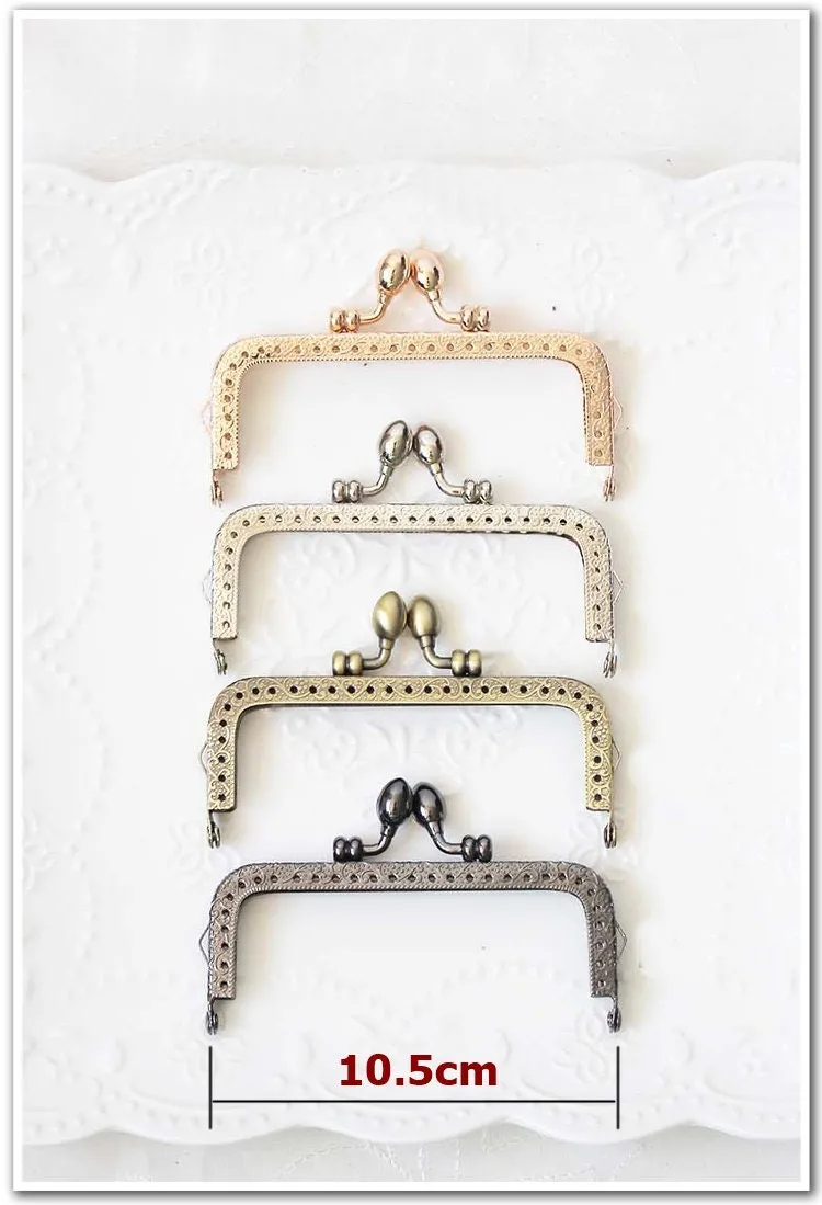 Gold Black Silver Purse Frame Metal Vintage Snap Clasp For Bag Sewing Clutch Handbag Making Findings Hardware Supply Accessories 10.5cm