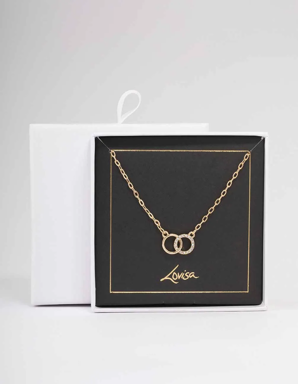 Gold Linked Diamante Circle Necklace