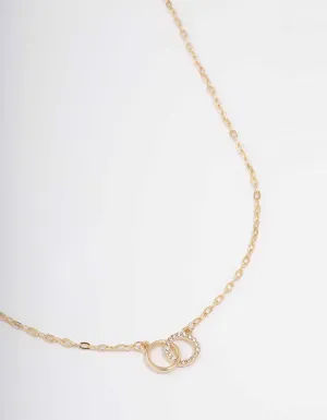 Gold Linked Diamante Circle Necklace