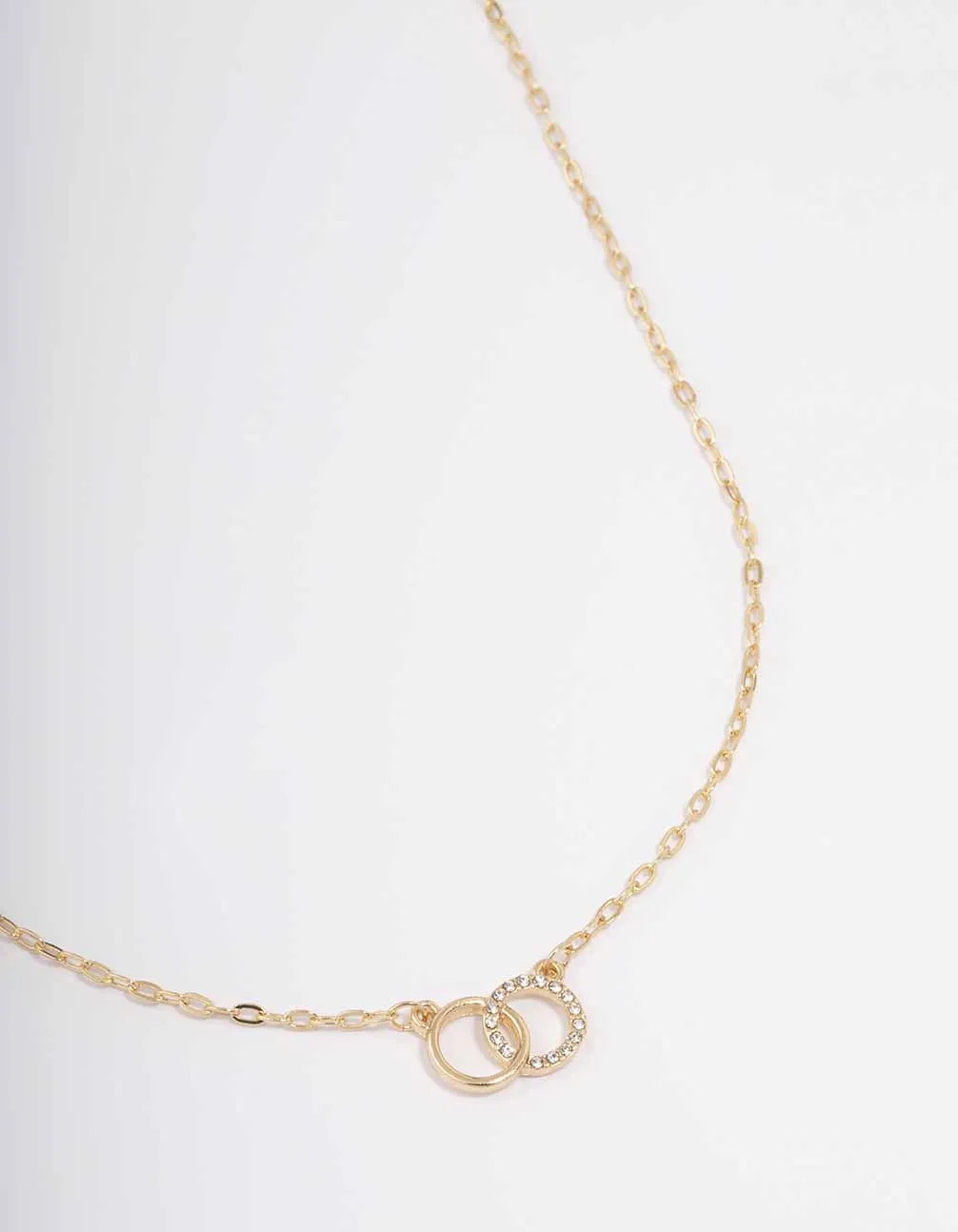 Gold Linked Diamante Circle Necklace