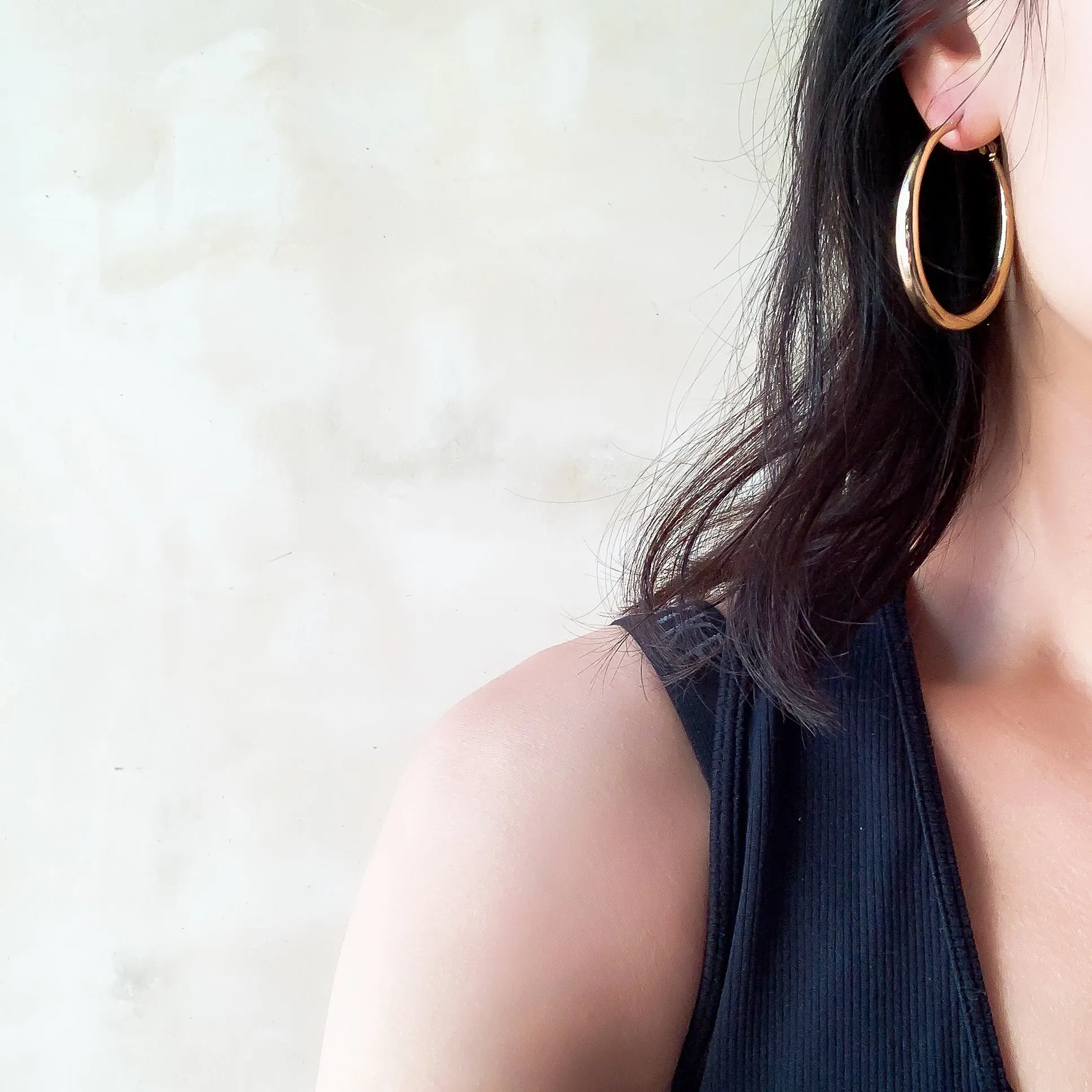 GOLD PLATED THICK ROUND CHUNKY HOOPS EARRINGS