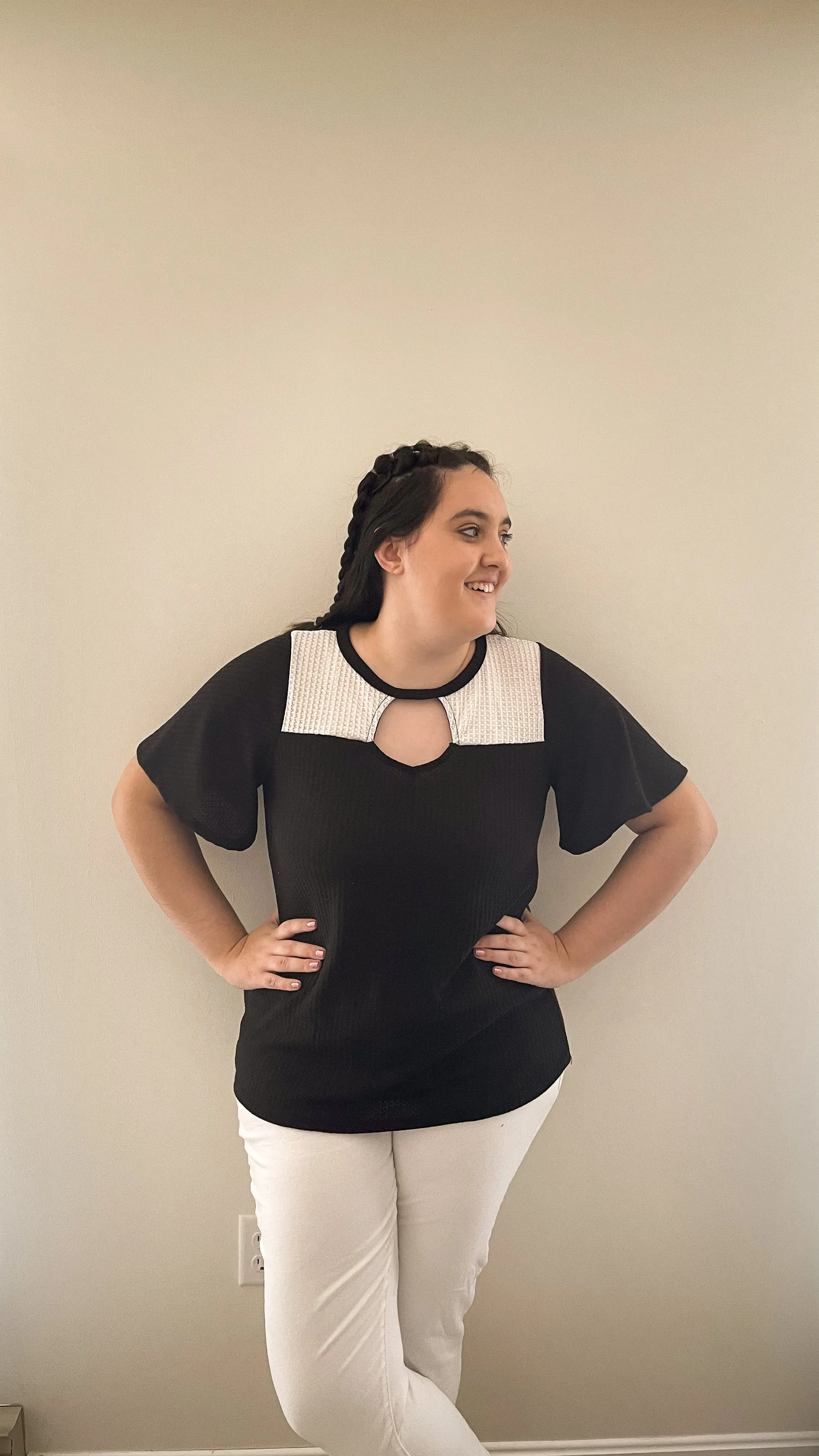 Gonna Have a Good Day Black and White Flutter Sleeve Top