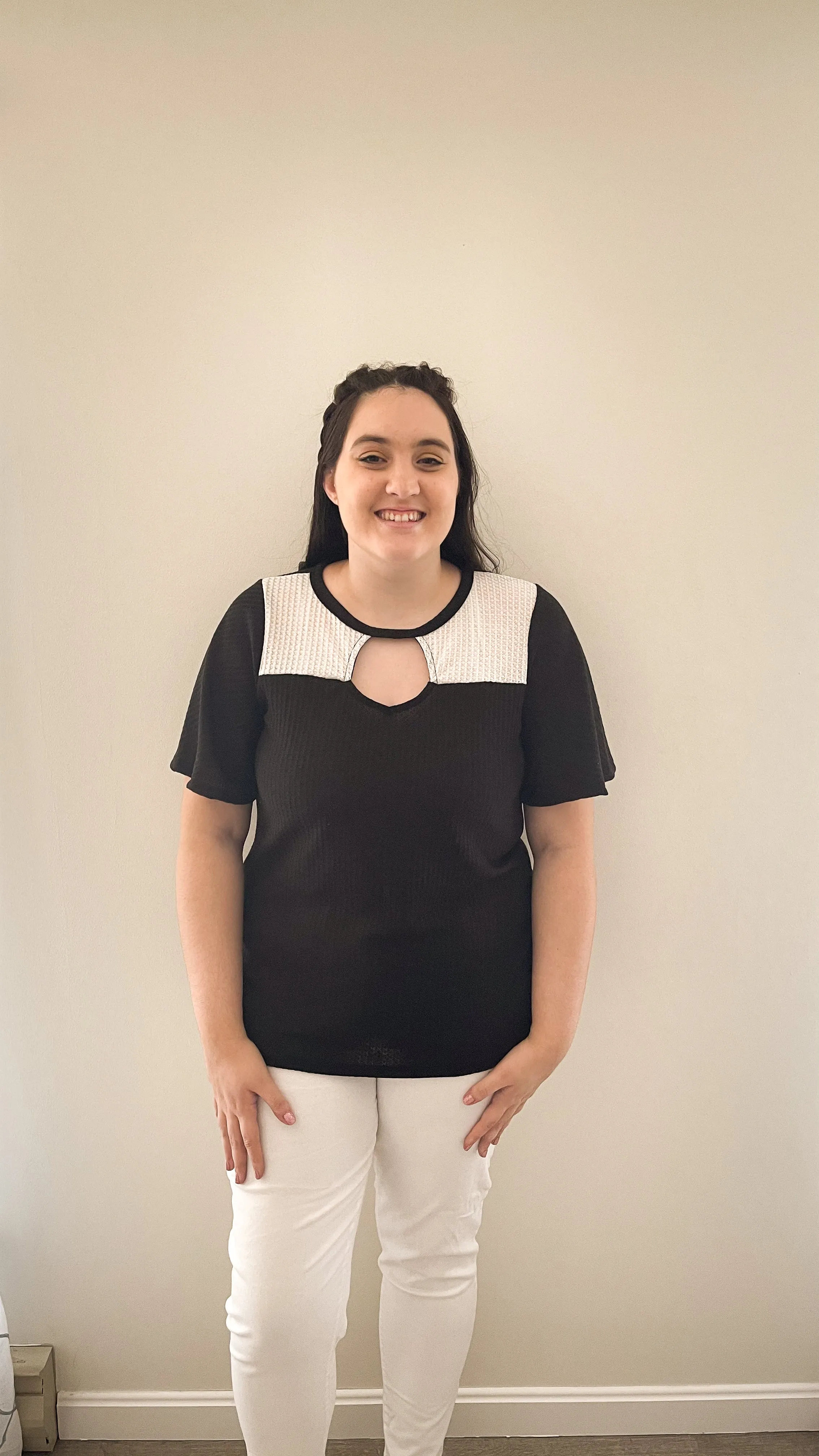 Gonna Have a Good Day Black and White Flutter Sleeve Top