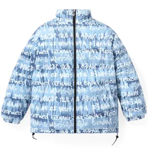 Graffiti Letter Print Padded Coat
