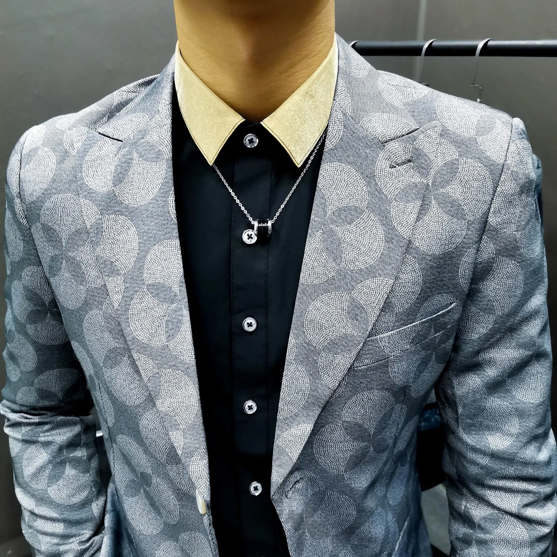 Gray Four Clover Pattern Blazer