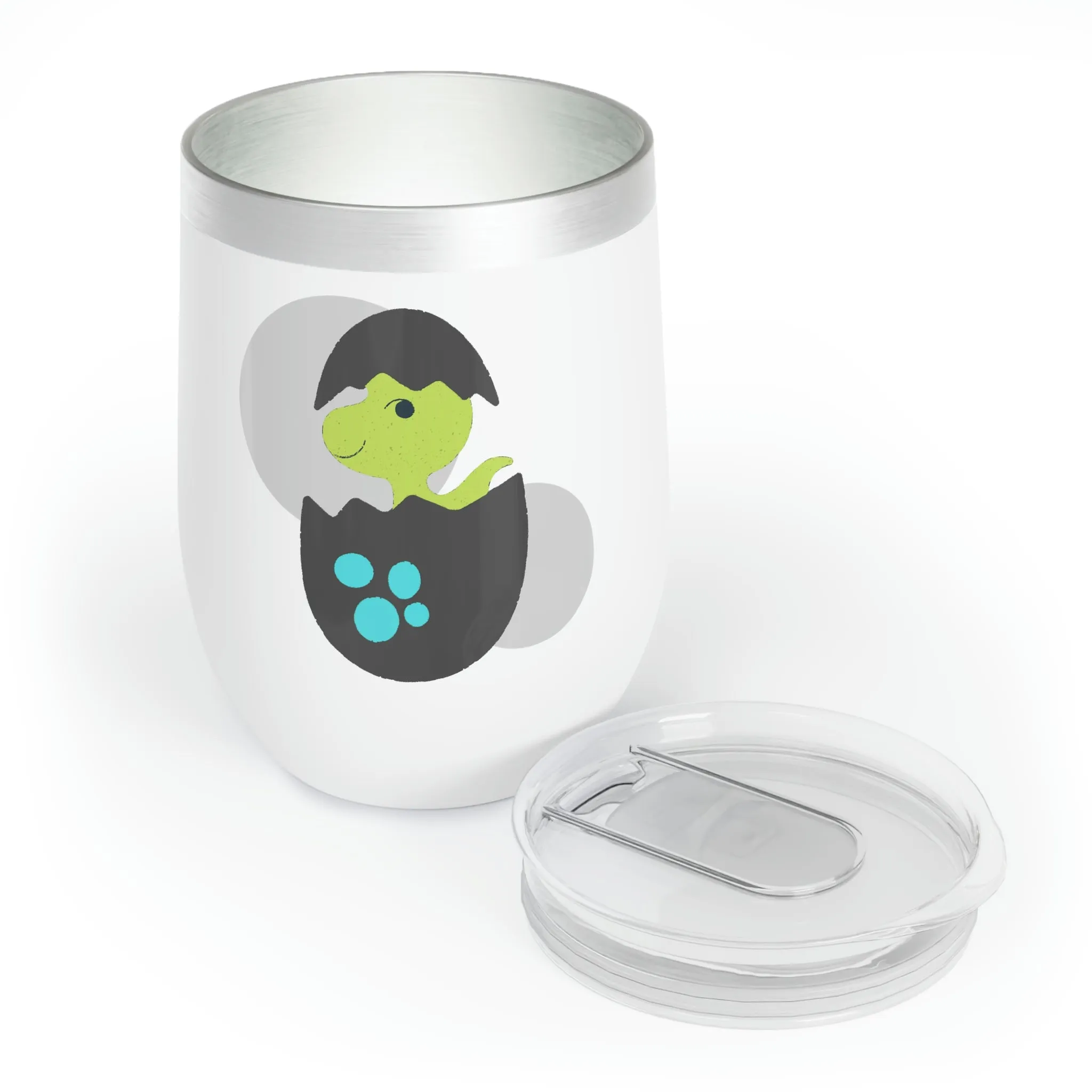 Green and Grey Dinosaur Egg Chill Wine Tumbler