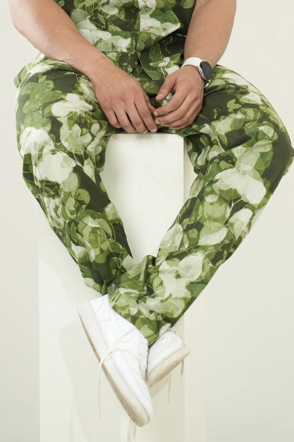 Green color pants with Leaves print | Style Matters