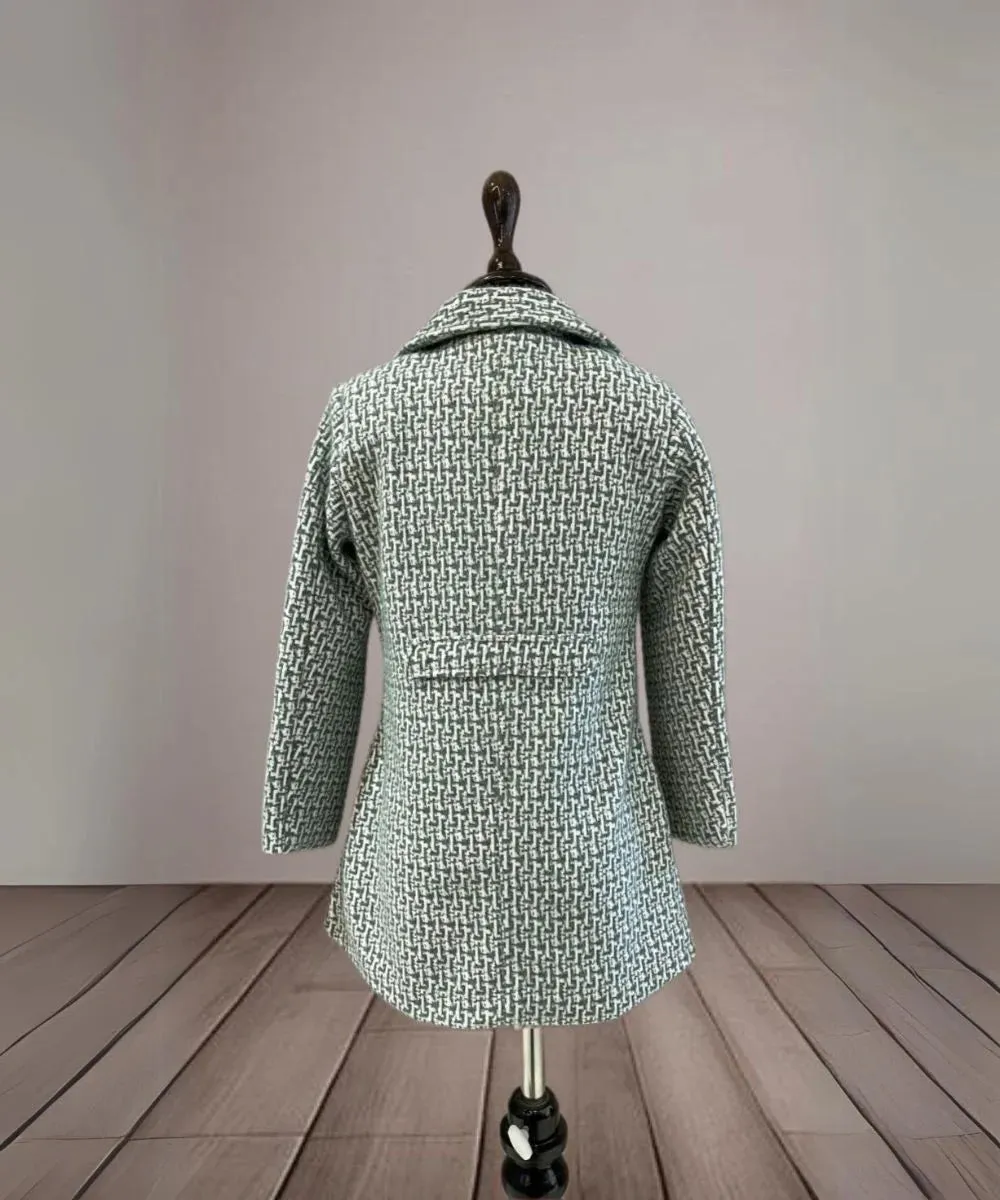 Green Colored Party Wear Coat for Girls