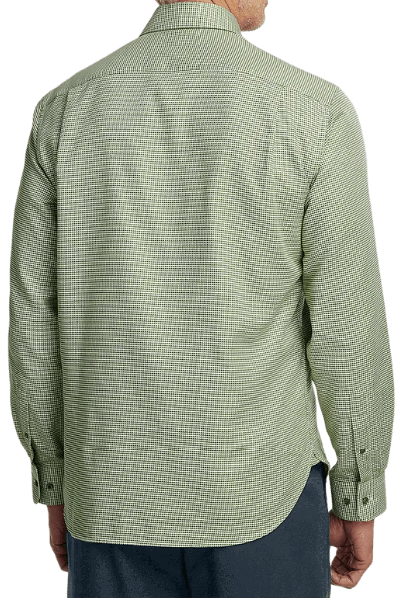 Green Cotton Houndstooth Casual Shirt