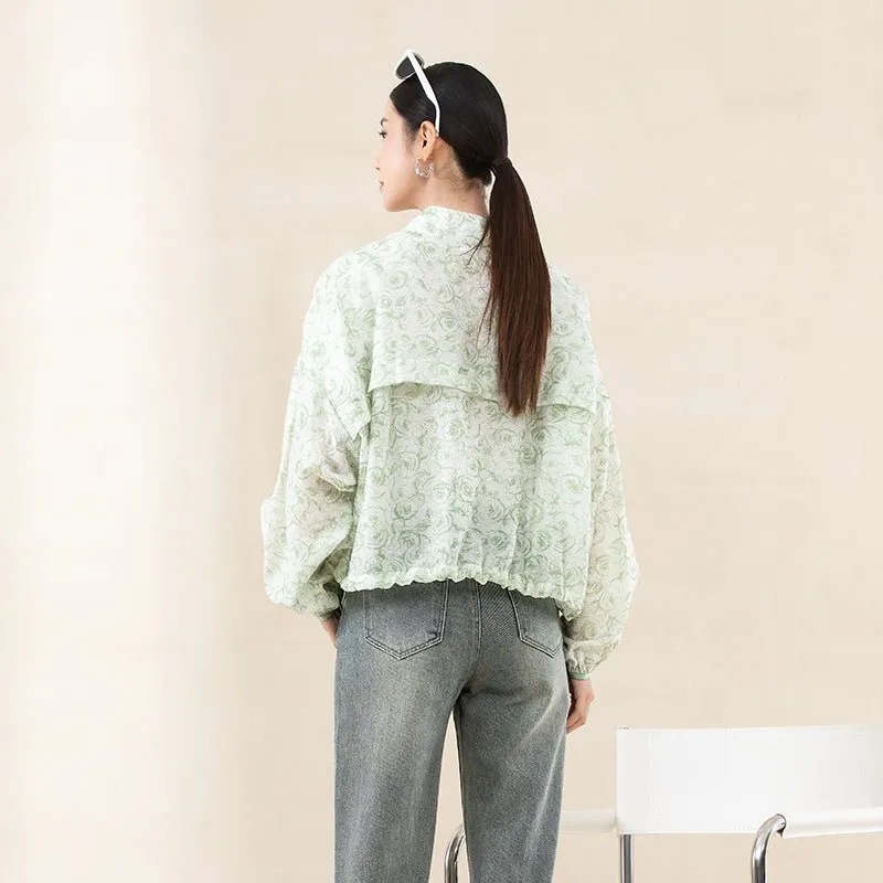 Green Lightweight Printed Coats
