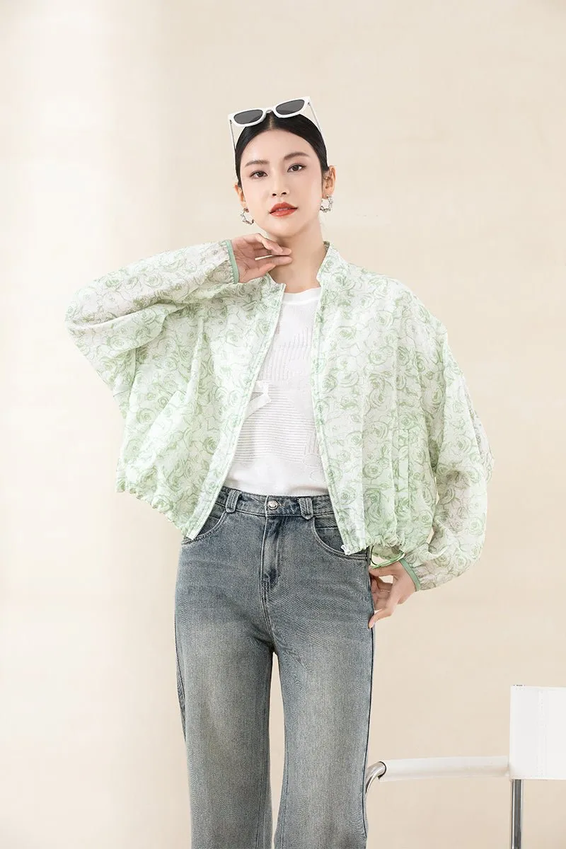 Green Lightweight Printed Coats