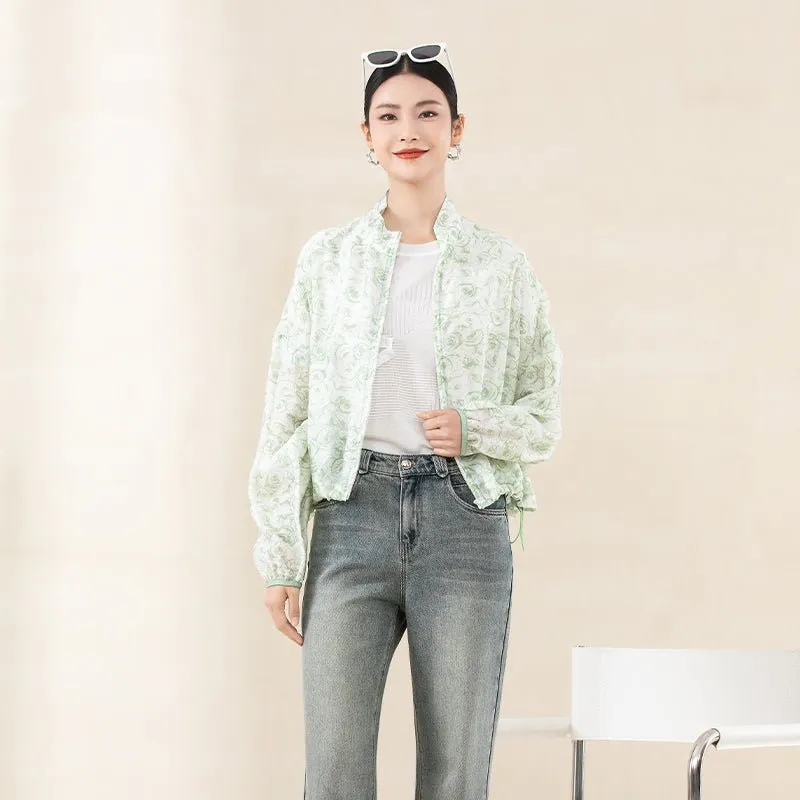 Green Lightweight Printed Coats