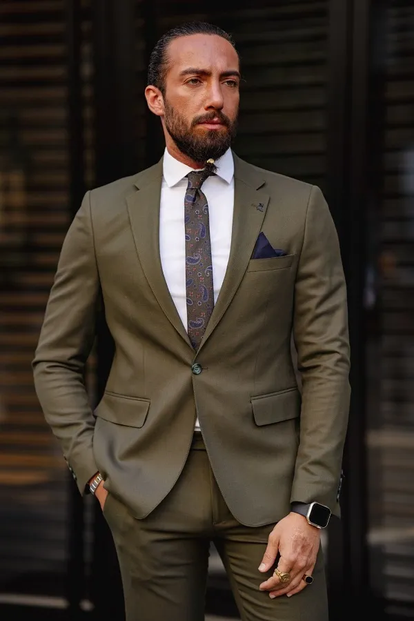 Green Slim Fit Groom Wedding Suit for men by GentWith