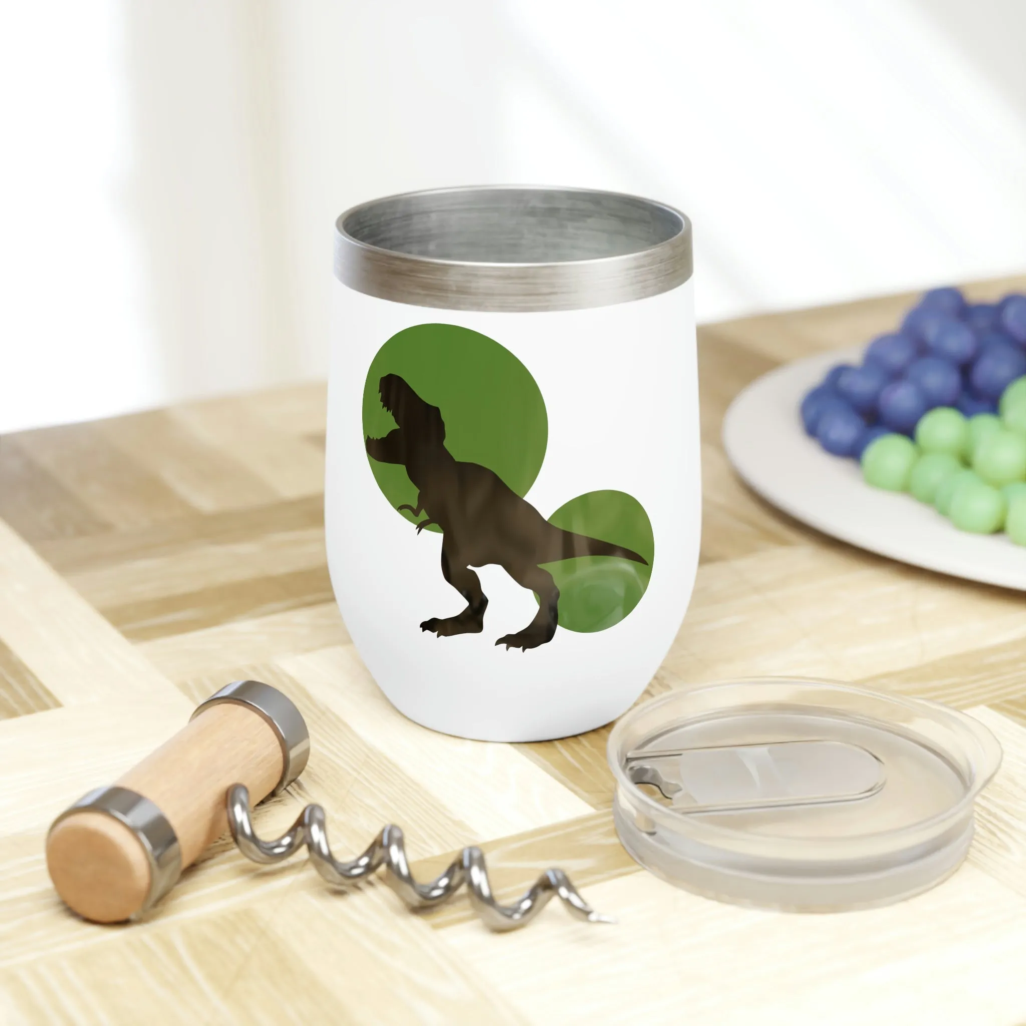 Green Tyrannosaurus Rex Chill Wine Tumbler