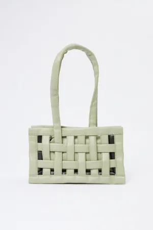 Green Woven Detail Handbag