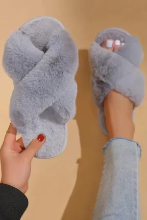 Grey Joanie Faux Fur Luxe Slippers