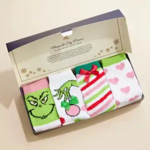 Grinch Christmas Fuzzy Socks Assorted Pack of 4