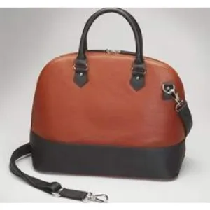 GTM Original Cinnamon & Black Leather Bowler Crossbody Purse