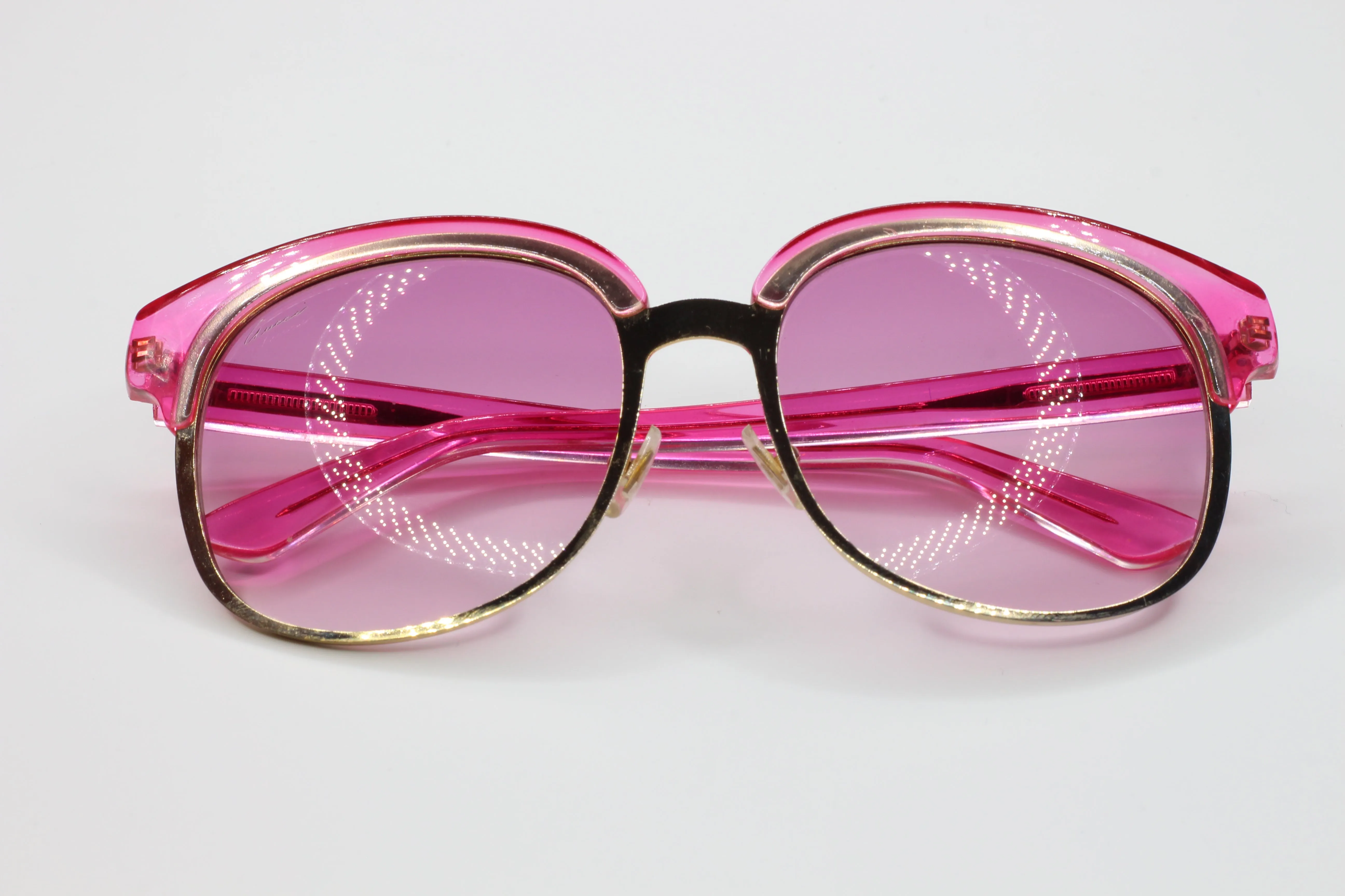 Gucci GG4241/S EYR-9R Gold Designer Transparent Pink Gradient Luxury Sunglasses