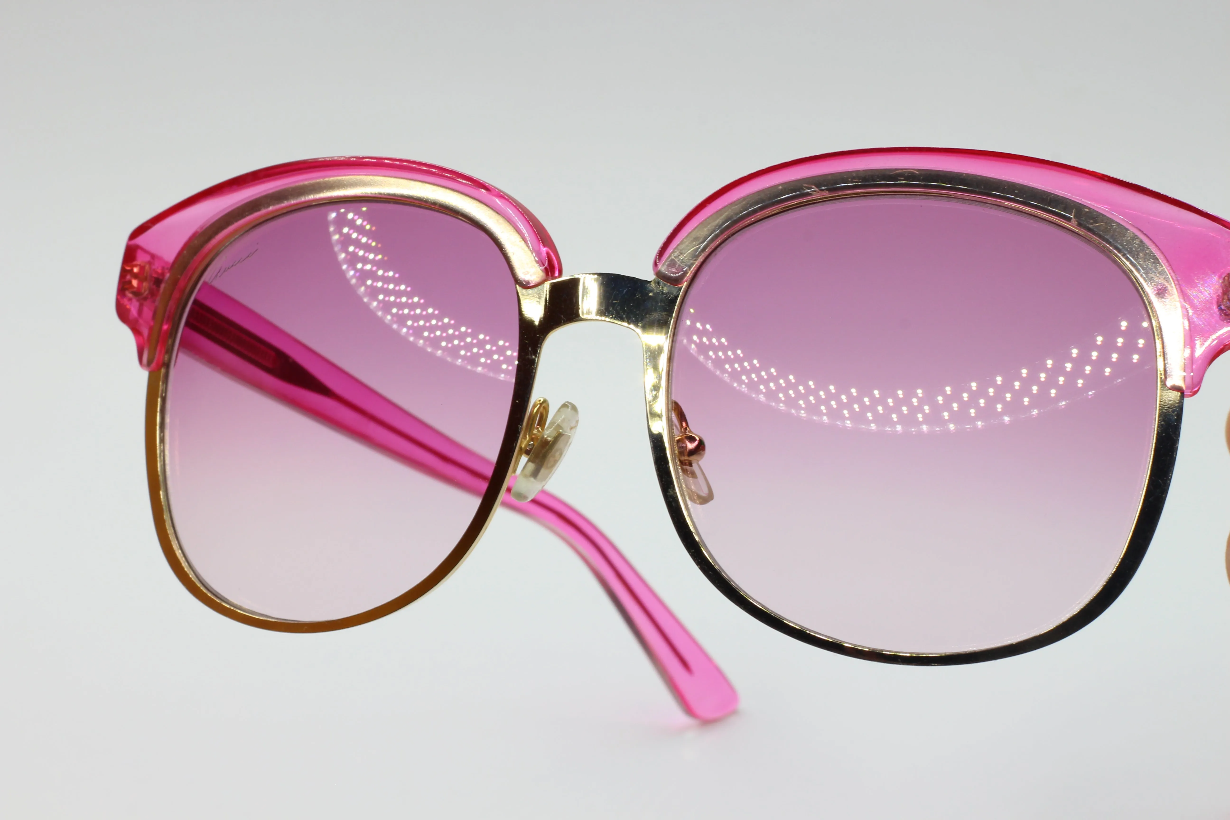 Gucci GG4241/S EYR-9R Gold Designer Transparent Pink Gradient Luxury Sunglasses
