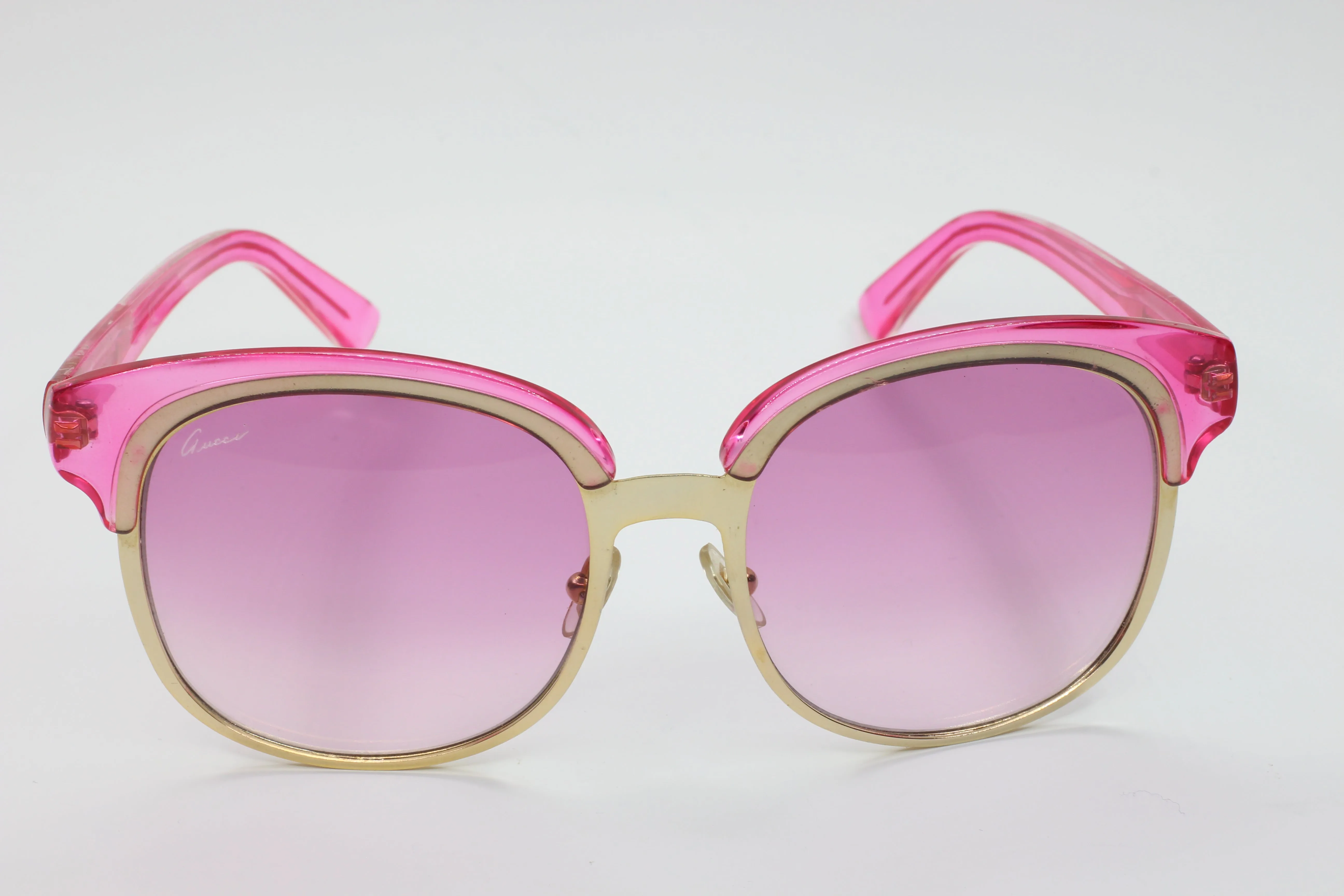 Gucci GG4241/S EYR-9R Gold Designer Transparent Pink Gradient Luxury Sunglasses