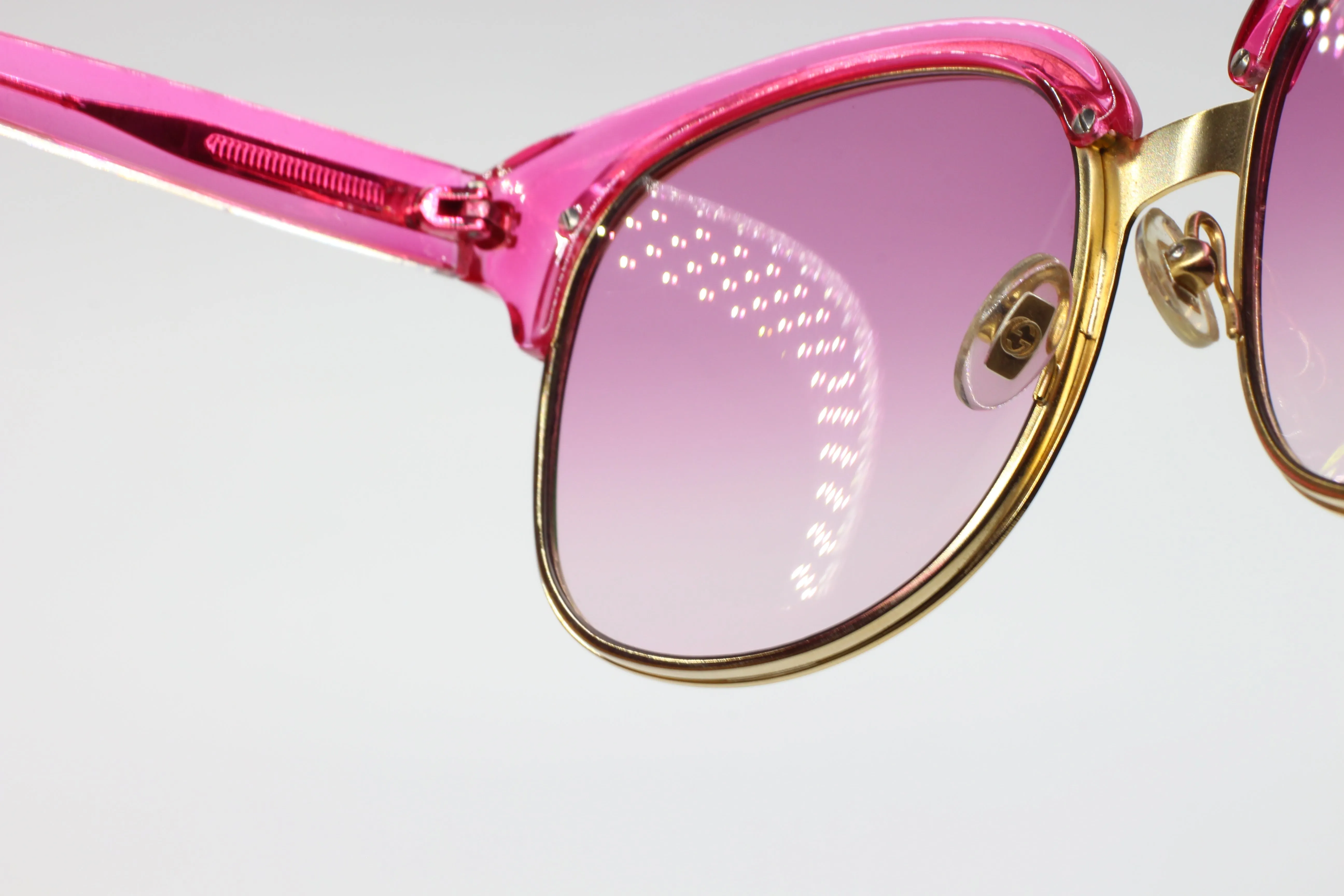 Gucci GG4241/S EYR-9R Gold Designer Transparent Pink Gradient Luxury Sunglasses