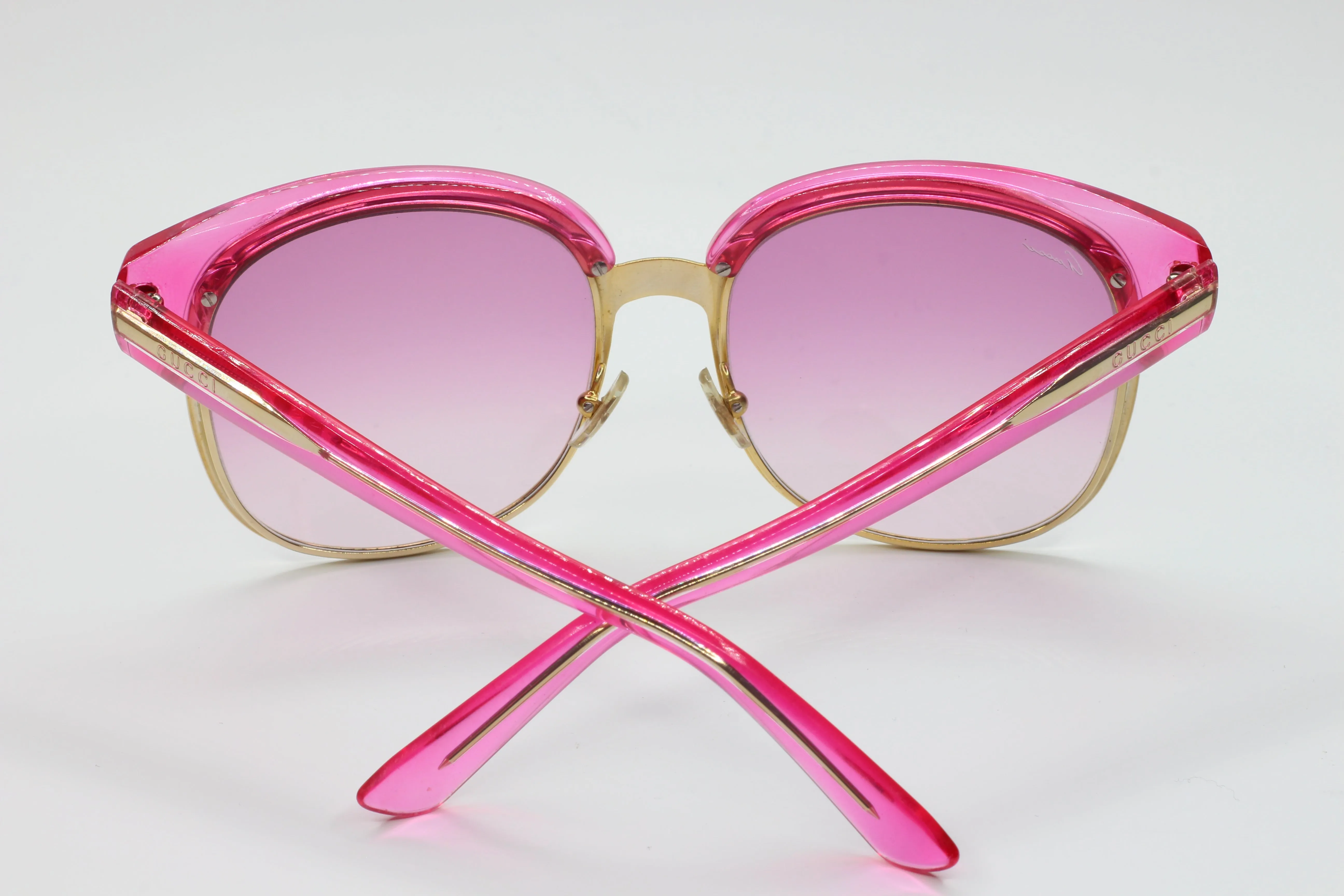 Gucci GG4241/S EYR-9R Gold Designer Transparent Pink Gradient Luxury Sunglasses