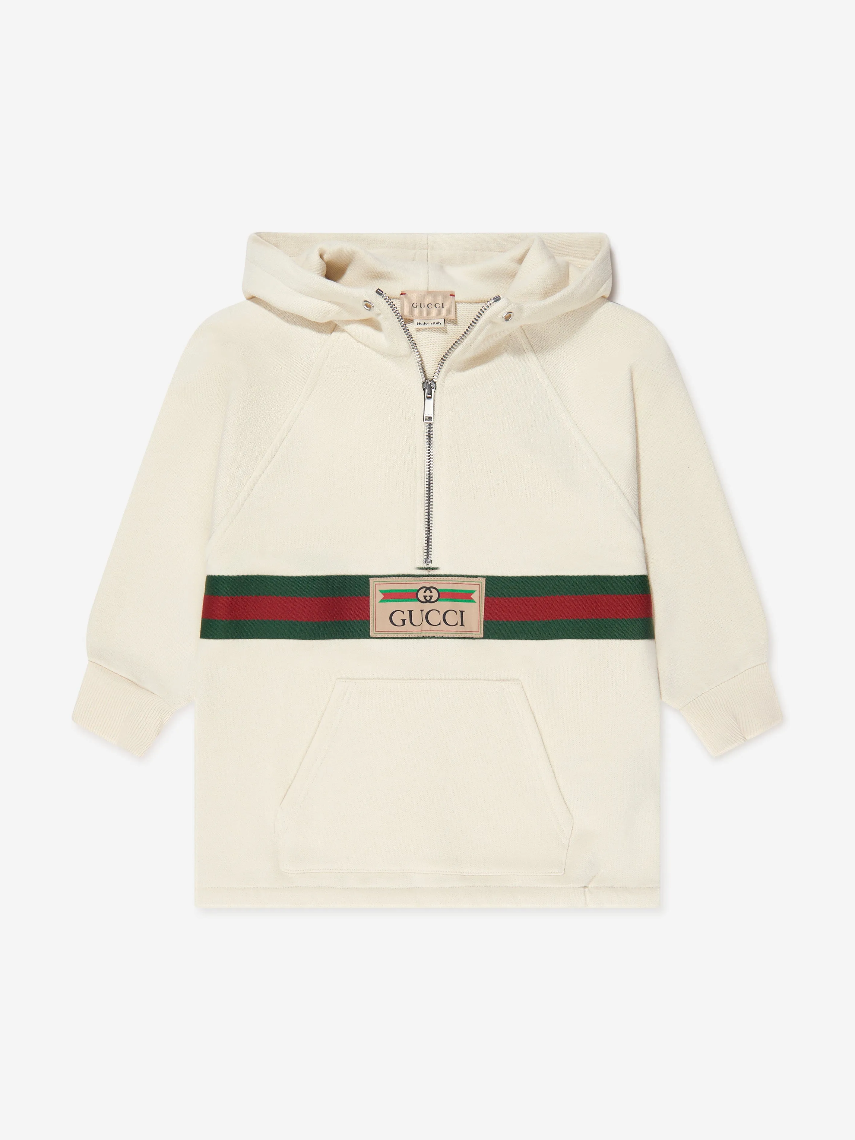 Gucci Kids Half Zip Logo Hoodie in Ivory
