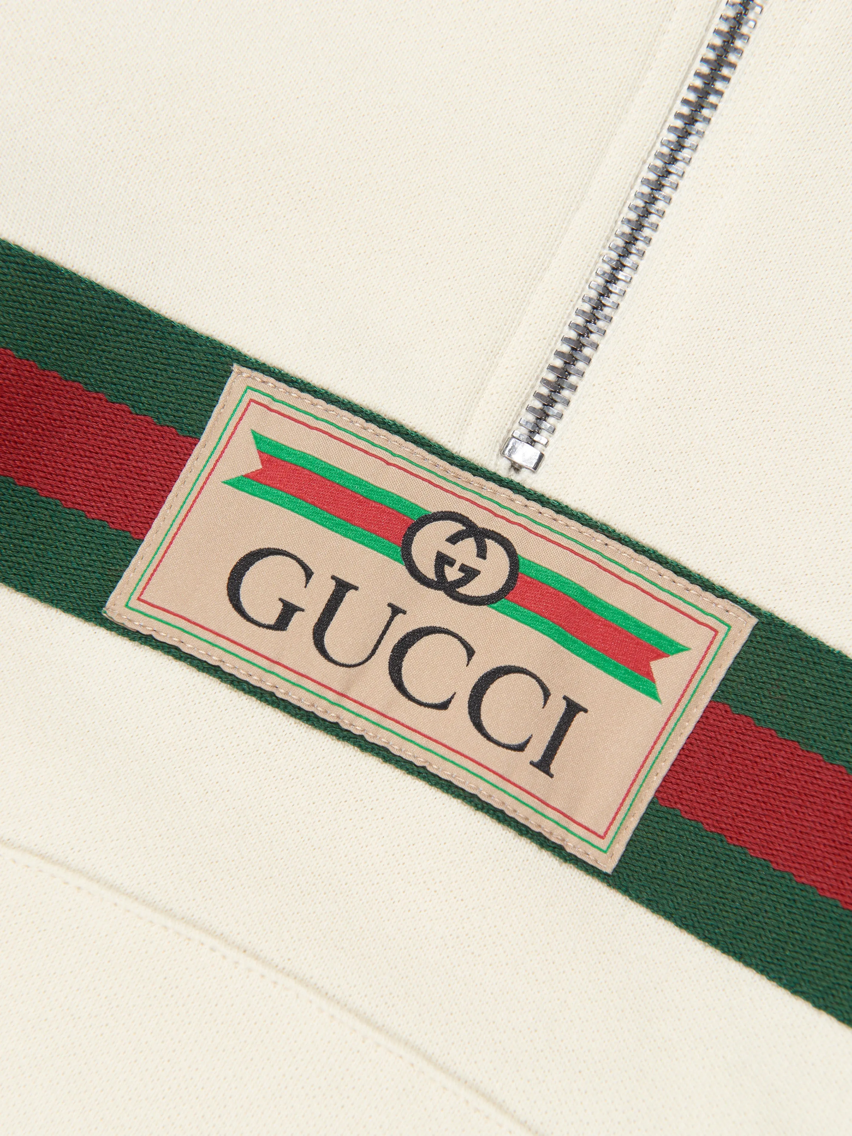 Gucci Kids Half Zip Logo Hoodie in Ivory